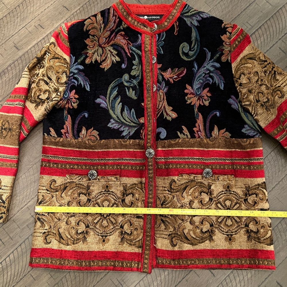 VINTAGE Sag Harbor Colorful Tapestry Blazer Sz Petite Large LIKE NEW - Picture 6 of 7